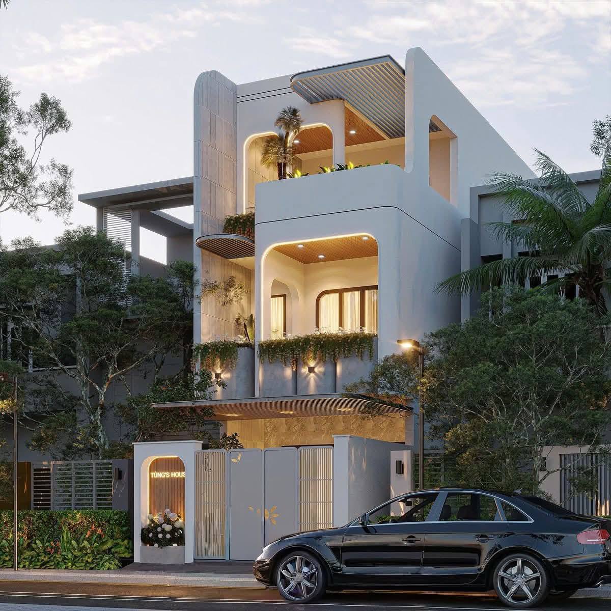Mẫu thiết kế nhà phố là gì - Kiến trúc 3 tầng hiện đại sang trọng từ TAKI HOUSE