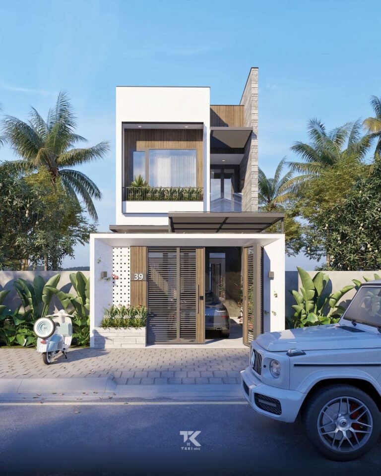Mẫu nhà phố 2 tầng nội thất hiện đại sang trọng