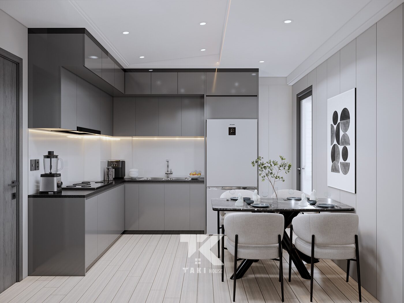 Mẫu nhà phố 2 tầng đẹp phong cách nội thất tối giản hiện đại 4 Nhà phố 2 tầng đẹp phong cách nội thất tối giản hiện đại