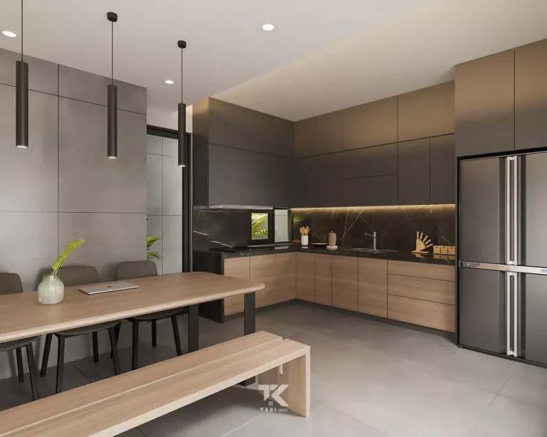 Bếp chữ L trong thiết kế nhà phố hướng Tây chống nóng hiệu quả