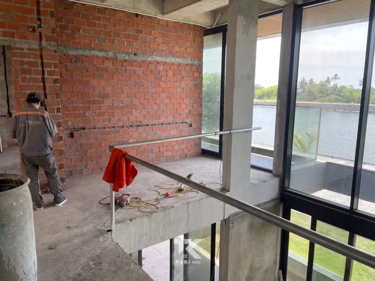 thi công hoàn thiện biệt thự ven sông Cổ Cò Đà Nẵng - xây tường ngăn
